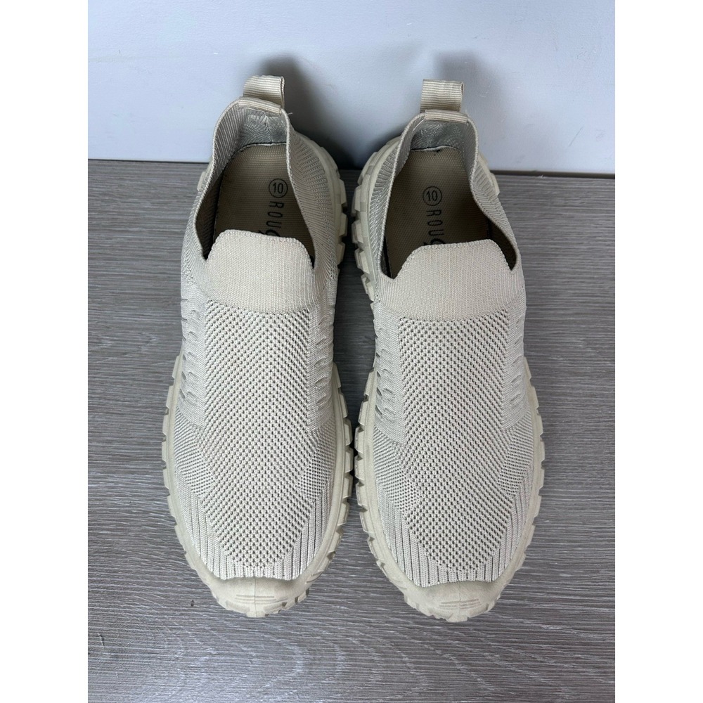 Rouge Helium women's knit slip-on sneakers tan/beige color Size 10
